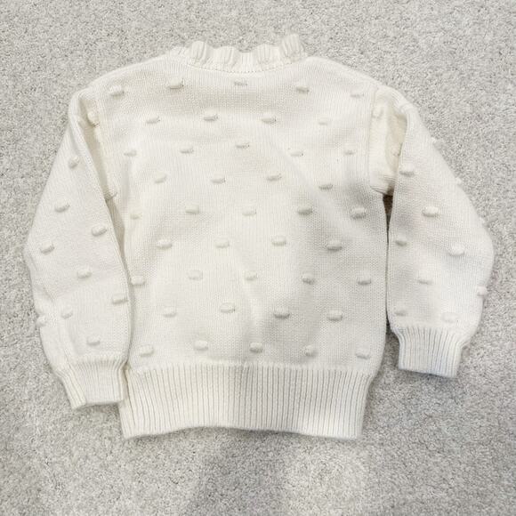 Girls 2T Bundle Cream Crewcuts Sweater with Pom Poms & White Baroni Firenze Polo - Picture 3 of 11